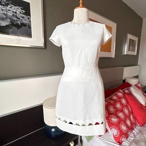 Club Monaco Milancey White Peekaboo Scallop Dress Size 00   - U486